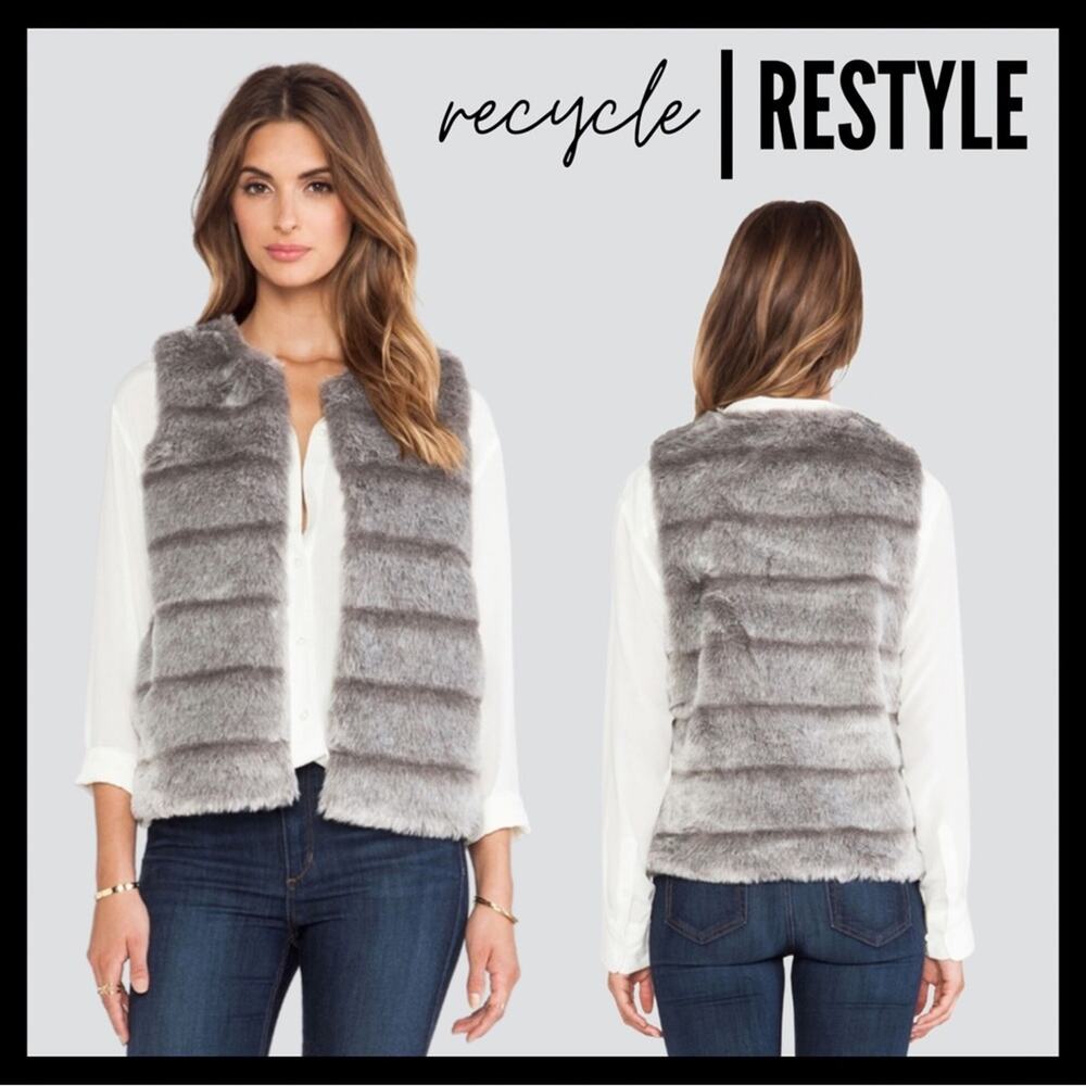 Joie Andrina Taupe Fur Vest